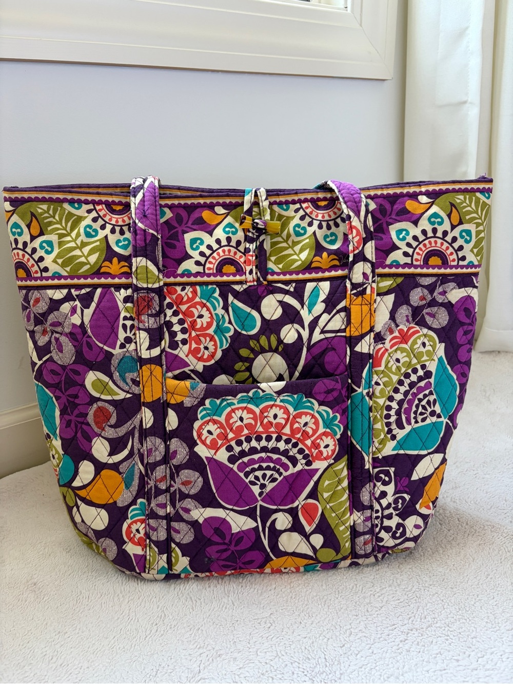 Vera Bradley Plum Crazy Multicolor Quilted Floral Tote in Purple